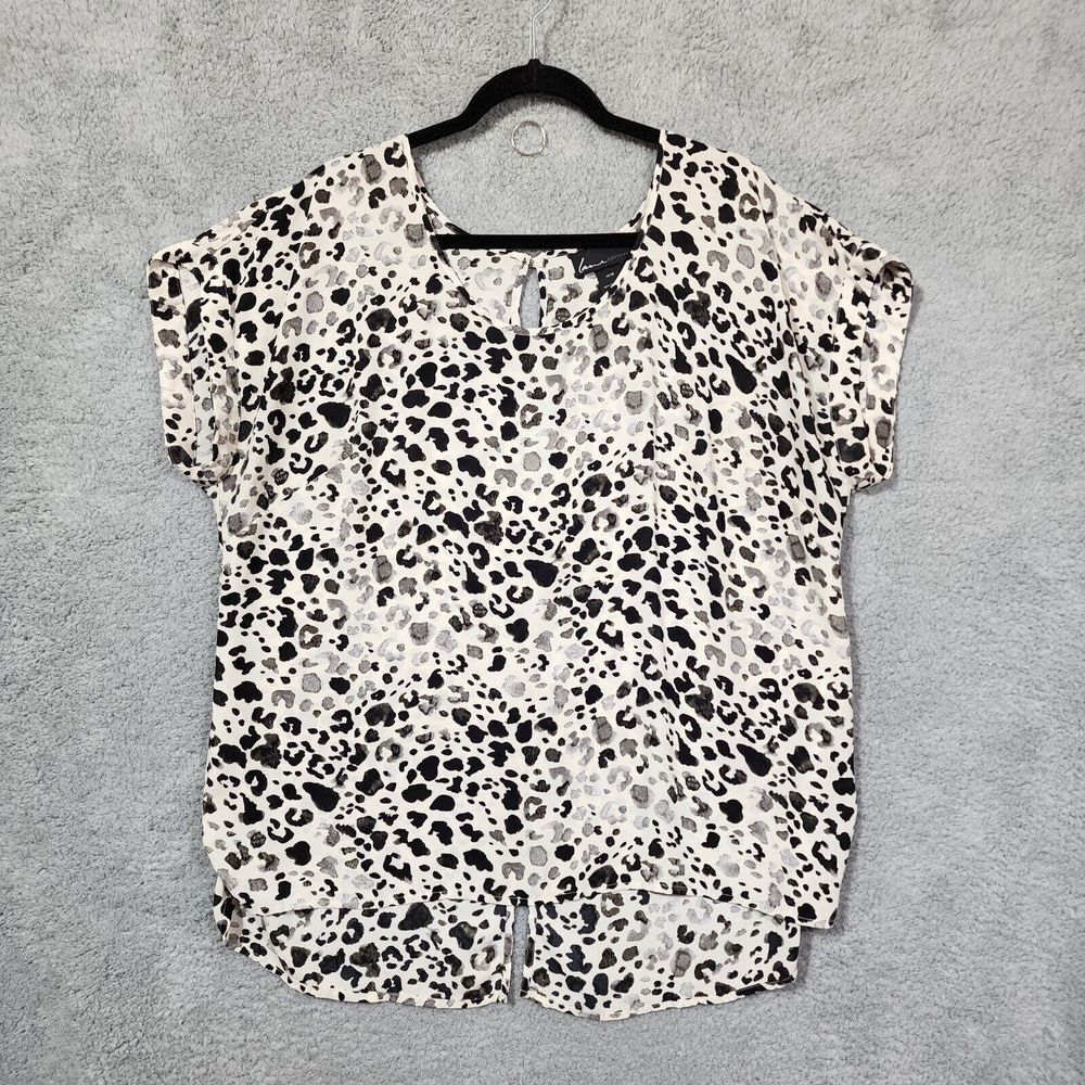Lane Bryant Women Black White Animal Print‎ Sheer Style Top Size 14/16 Plus Size